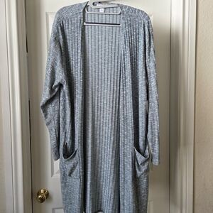 Green Open-Front Cardigan Duster Sweater